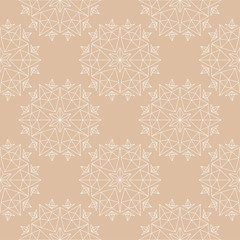 White floral seamless pattern on beige background