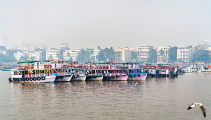 Fototapeta na wymiar Ferries near the Gateway of India in Mumbai, India