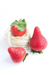 Fresh strawberries on white background