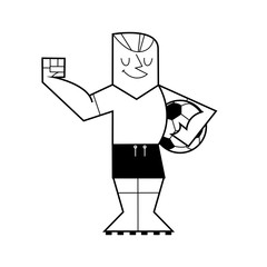 football player celebrates victory. Vector cartoon illustrations