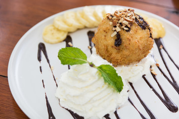 Fried ice cream served