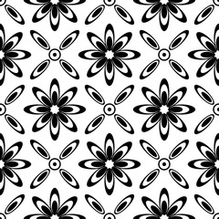 Black and white floral seamless pattern