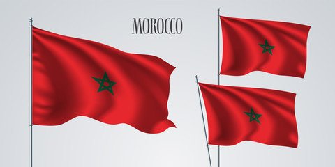 Morocco waving flag set of vector illustration