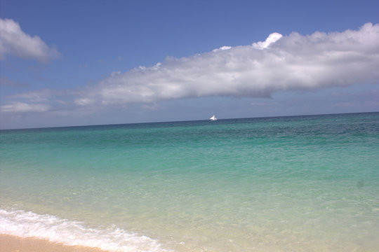 the sailboat in the sea on the island Borakay, Philippines