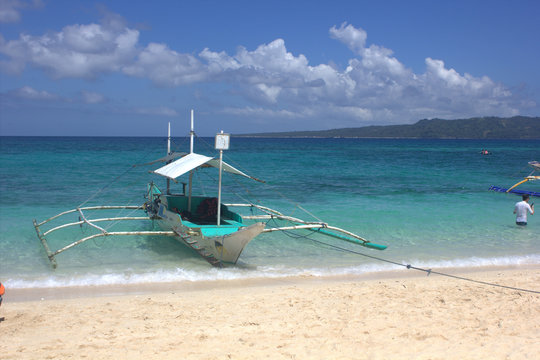 the boat in the sea on the island Borakay, Philippines