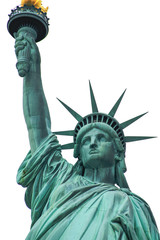 Fototapeta na wymiar Statue of liberty in isolated white background, New York, United States of America
