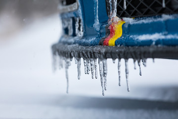 German flag on spoiler and frozen water