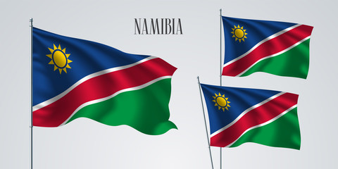 Namibia waving flag set of vector illustration