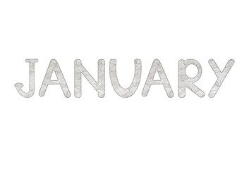 January. Creative hand drawn letters. Coloring page.