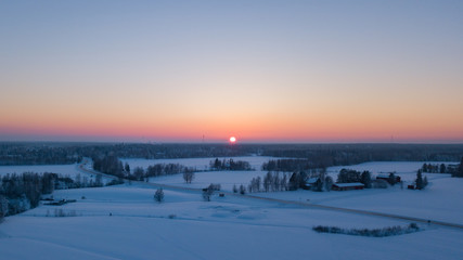 Fototapeta na wymiar Sunset in winter time, Lapland