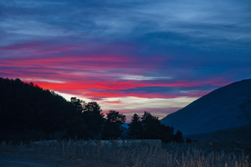 Colourful sky at sunrise and sunset