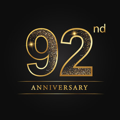 Fototapeta na wymiar anniversary, aniversary, ninety-two years anniversary celebration logotype. 92nd anniversary logo.