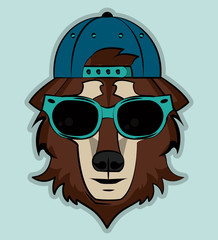 Cool wild wolf cartoon vector illustration clothing design