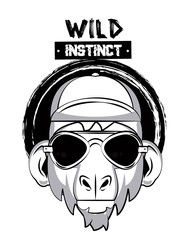 Hipster wild monkey print for t shirt vector illustration clothing design