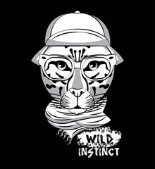 Hipster wild leopard print for t shirt vector illustration clothing design