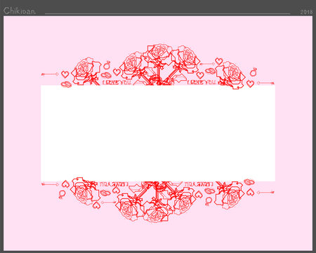 Fototapeta Symbols of love create a romantic framework for inscriptions