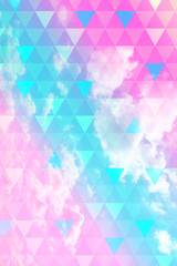 Abstract, geometric background with triangles and clouds