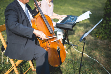 cello player at a wedding