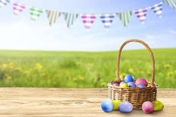Table background of free space and easter time 