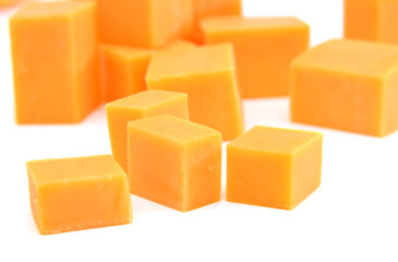 piece of cheese isolated on a white background