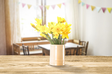 Easter table background and free space for your decoration. 