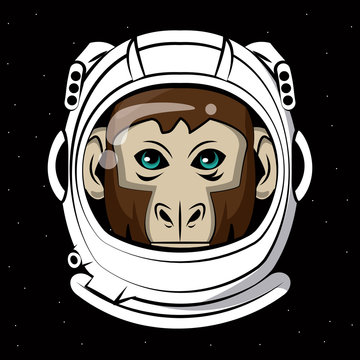 Cool monkey on astronaut helmet vector clothing design