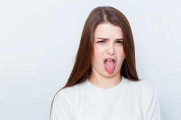 Girl portrait emotional disgust.