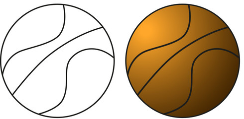 Basket ball for coloring book - vector