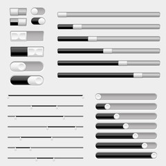 Light grey and black interface buttons, sliders and toggle switches