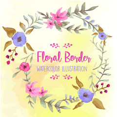 Flower Border Watercolor Illustration