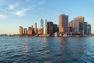 Fototapeta na wymiar Manhattan view from the Hudson river at sunset