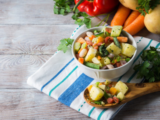 Frozen fresh vegetables ready to be used in a meal