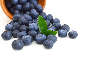 fresh blueberries on white