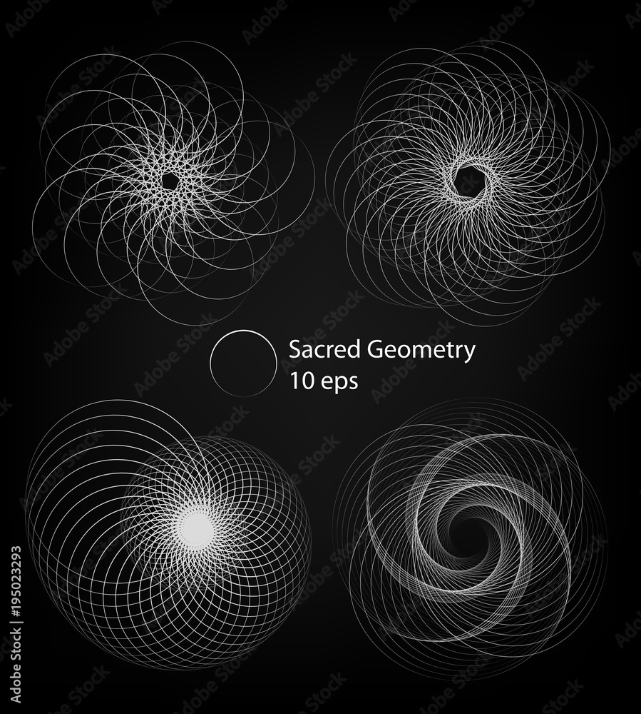 Aufkleber sacred geometry forms, spiral, shapes set of lines. circle rotation patterns. abstract shapes. isola