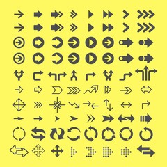 Arrows flat vector icons set	