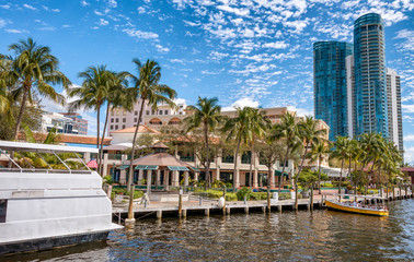 FORT LAUDERDALE, FL - FEBRUARY 29, 2016: Beautiful homes along city canals. Fort Lauderdale is a...