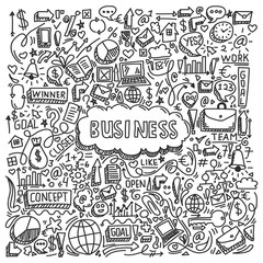 illustration of business element with doodle style