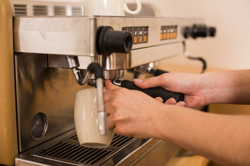 Close up of a modern coffee machine