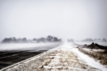 Snowy road in a blizzard