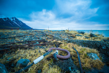 Old chain on the beach in Iceland