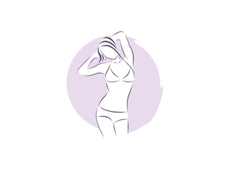 Stylish original hand-drawn graphic with beautiful young girl model for design