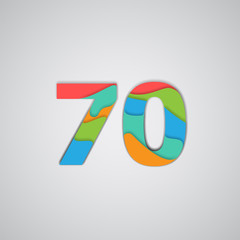 Colorful papercut layered number, vector.