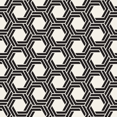 Vector seamless stripes pattern. Modern stylish texture with monochrome trellis. Repeating geometric hexagonal grid. Simple lattice design.