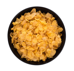 Corn flakes with milk isolated on white background