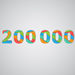 Colorful papercut layered number, vector.