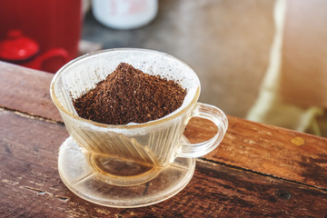 Cup of Dripping fresh hot coffee.