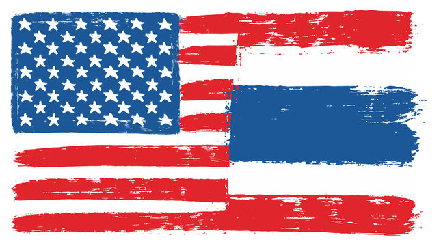 United States of America Flag & Thailand Flag Vector Hand Painted with Rounded Brush