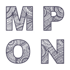 Vector letters set M-P