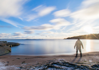 Traveller looking at new horizons