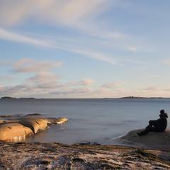Traveller looking at horizon